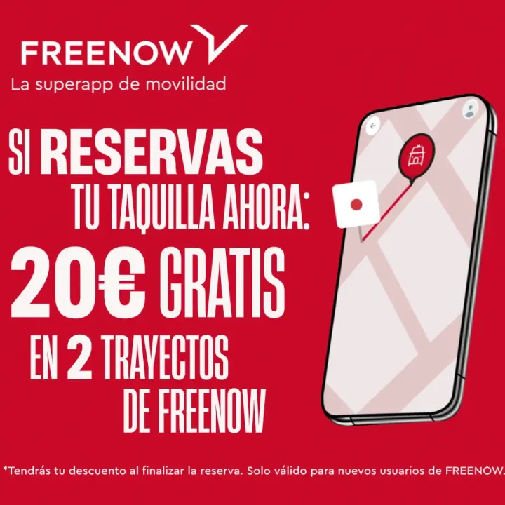 Promoción FREENOW: 20 € gratis en 2 trayectos al reservar tu taquilla